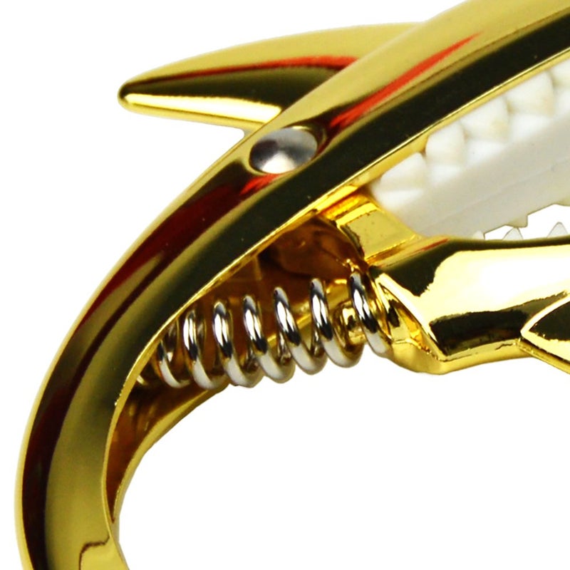 wuxic Shark Capo,Zinc Alloy Tone Clip for Acoustic,Folk,Electric Guitar and Ukulele (Gold) - Image 2